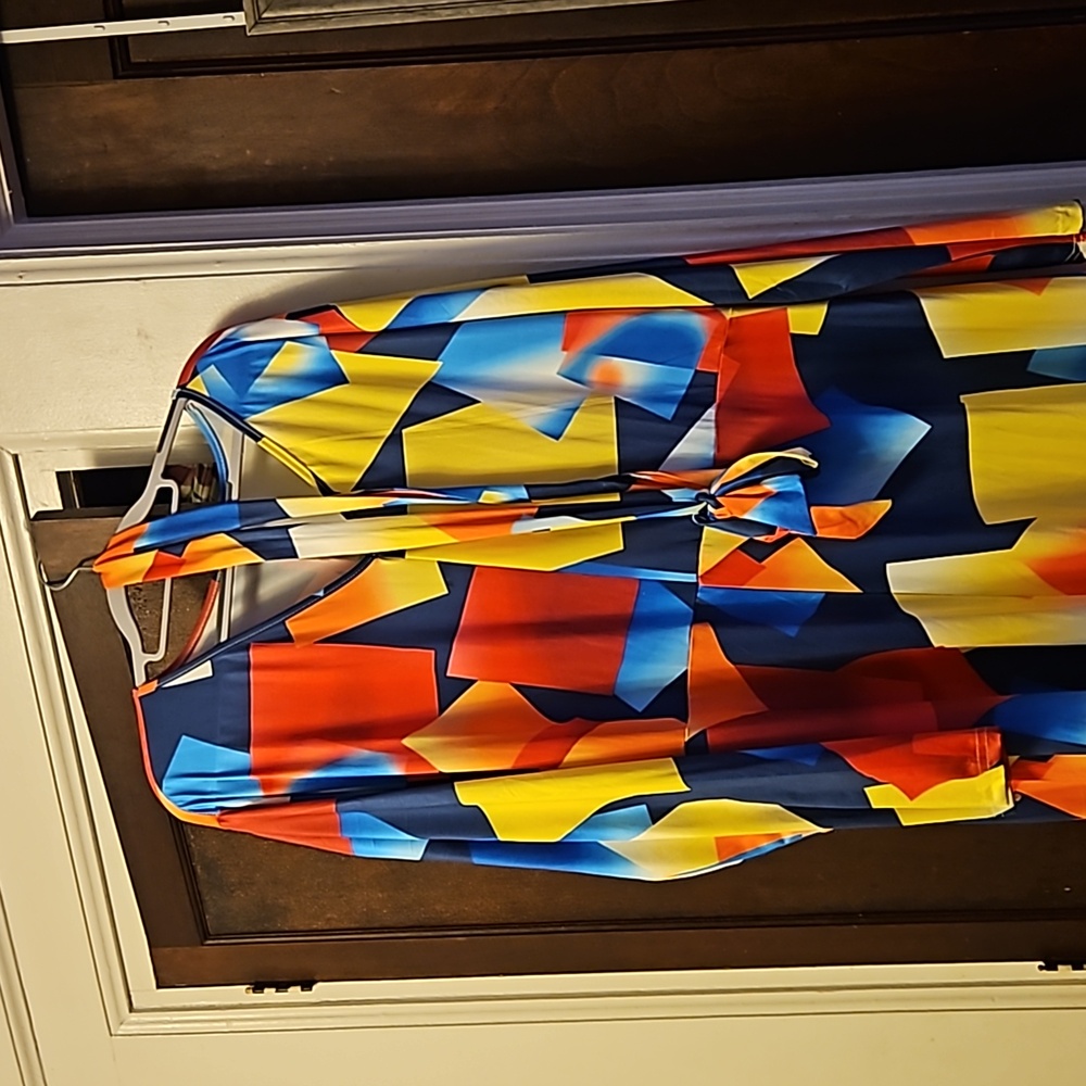 Colorful plus size belted dress